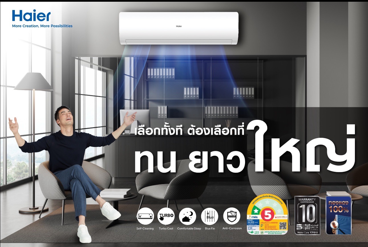 แอร์ HAIER INVERTER รุ่น VQAC SERIES Clean Cool เย็นเร็ว เย็นไว ประหยัดพลังงาน รุ่นใหม่ล่าสุดปี 2024 น้ำยาR32 รับประกันอะไหล่ 5 ปี คอม 10 ปี ผ่อน 0% 6 เดือน (ในกรณีใช้บัตร +3%